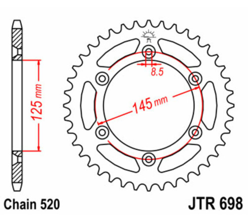 Couronne JT SPROCKETS acier standard 698 - 520 - 1075088005