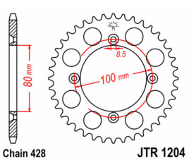 Couronne JT SPROCKETS acier standard 1204 - 428 - 1074881003