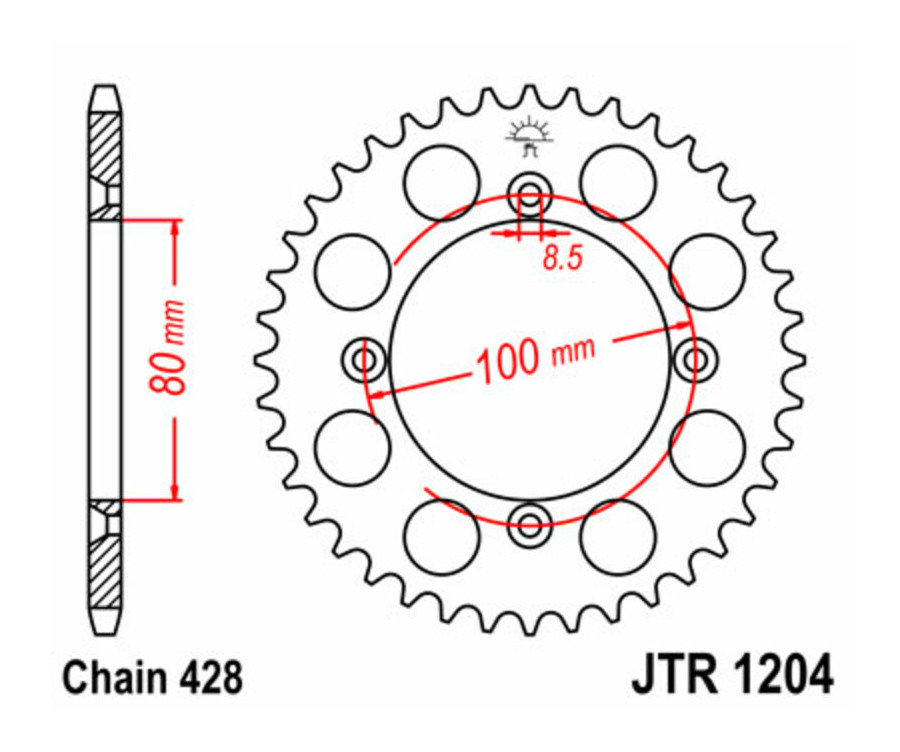 Couronne JT SPROCKETS acier standard 1204 - 428