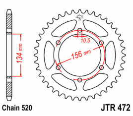 Couronne JT SPROCKETS acier standard 472 - 520 - 1075051001