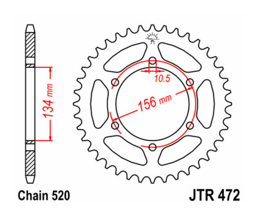 Couronne JT SPROCKETS acier standard 472 - 520