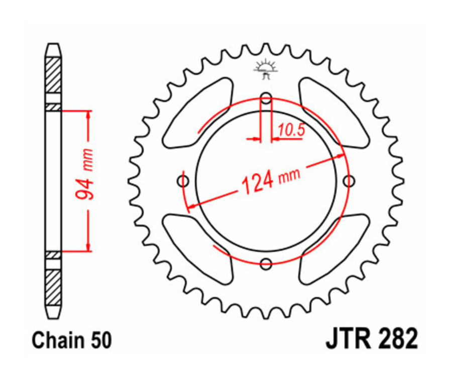 Couronne JT SPROCKETS acier standard 282 - 530