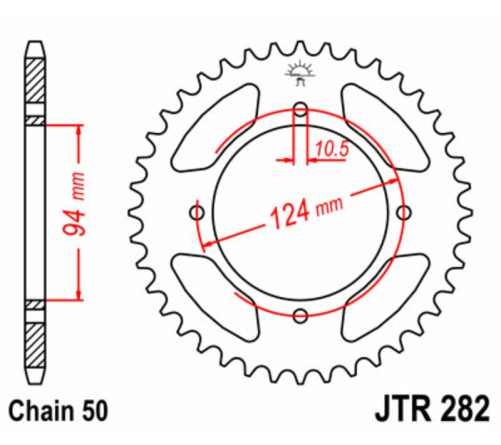 Couronne JT SPROCKETS acier standard 282 - 530 - 1075029003