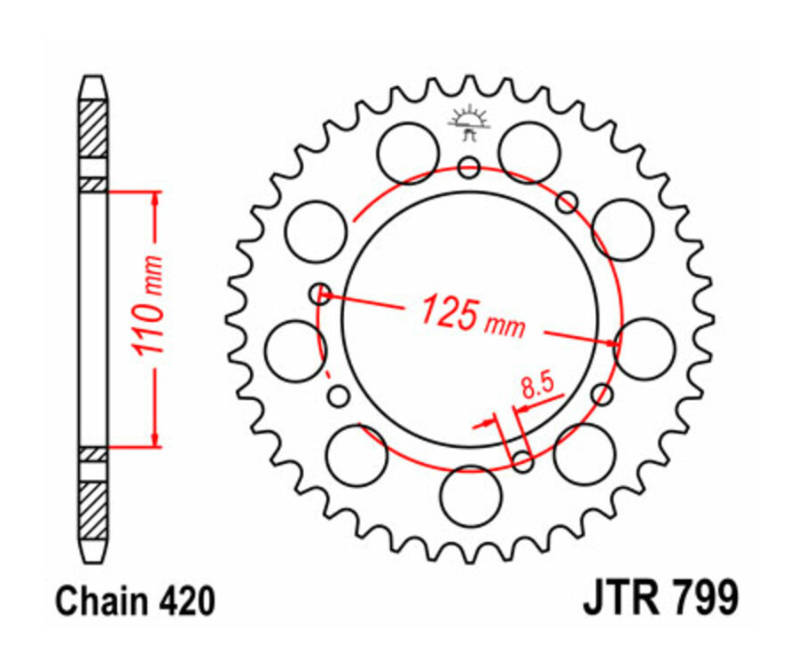 Couronne JT SPROCKETS acier standard 799 - 420