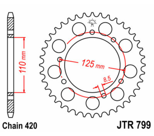 Couronne JT SPROCKETS acier standard 799 - 420 - 1075112001