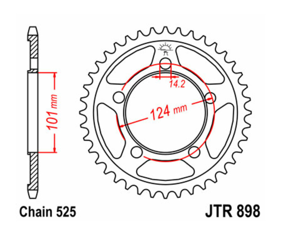 Couronne JT SPROCKETS acier standard 898 - 525