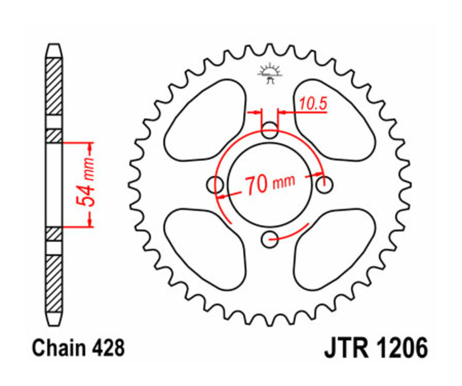 Couronne JT SPROCKETS acier standard 1206 - 428