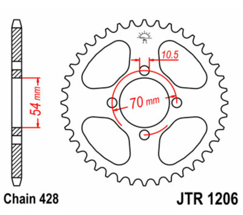 Couronne JT SPROCKETS acier standard 1206 - 428 - 1074882001