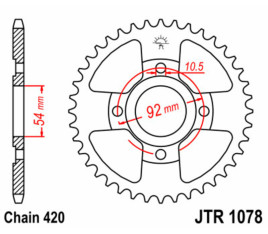 Couronne JT SPROCKETS acier standard 1078 - 420 - 1074871001