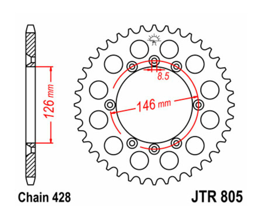 Couronne JT SPROCKETS acier standard 805 - 428