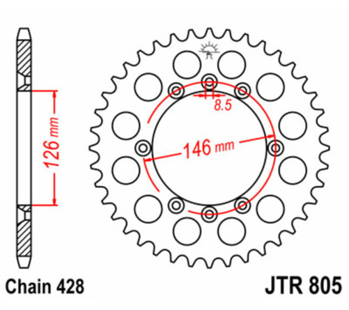 Couronne JT SPROCKETS acier standard 805 - 428 - 1075118001