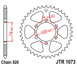 Couronne JT SPROCKETS acier standard 1073 - 520 - 1074866001