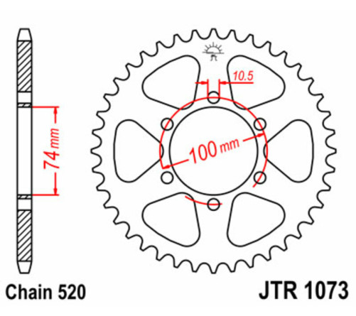 Couronne JT SPROCKETS acier standard 1073 - 520 - 1074866001