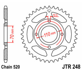 Couronne JT SPROCKETS acier standard 248 - 520 - 1075007001