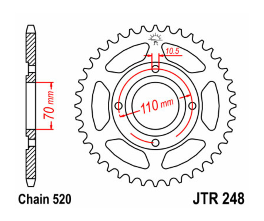 Couronne JT SPROCKETS acier standard 248 - 520