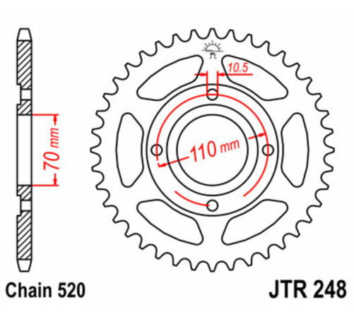 Couronne JT SPROCKETS acier standard 248 - 520 - 1075007001