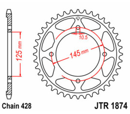 Couronne JT SPROCKETS acier standard 1874 - 428 - 1074968002