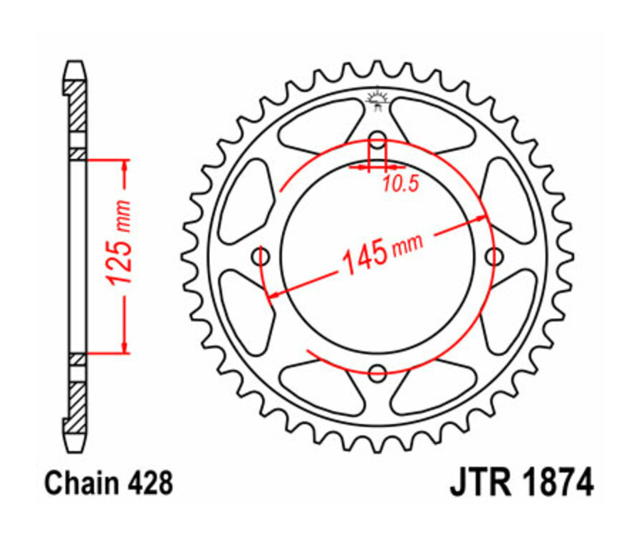 Couronne JT SPROCKETS acier standard 1874 - 428