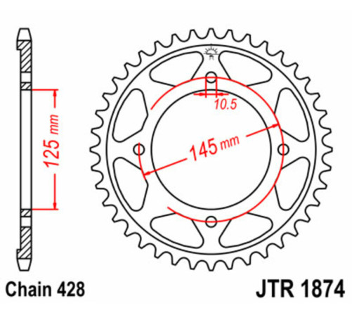 Couronne JT SPROCKETS acier standard 1874 - 428 - 1074968002