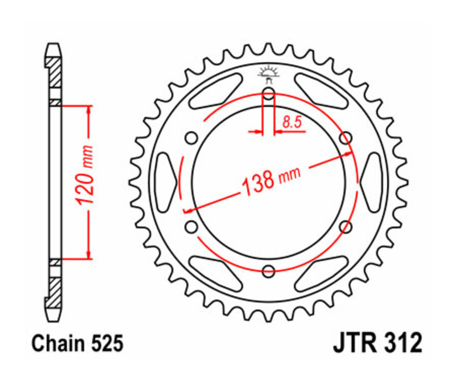 Couronne JT SPROCKETS acier standard 312 - 525