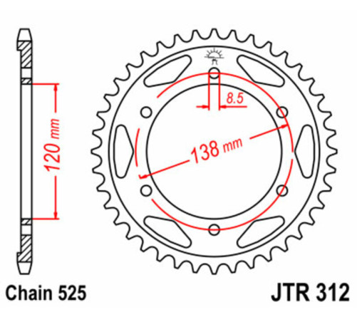 Couronne JT SPROCKETS acier standard 312 - 525 - 1075038001