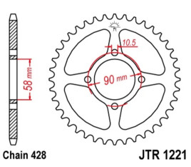 Couronne JT SPROCKETS acier standard 1221 - 428 - 1074889001