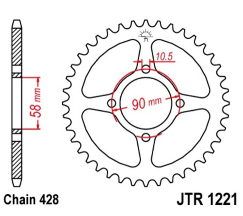 Couronne JT SPROCKETS acier standard 1221 - 428 - 1074889001