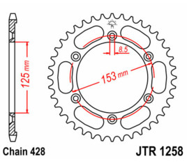 Couronne JT SPROCKETS acier standard 1258 - 428 - 1074892001