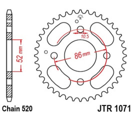 Couronne JT SPROCKETS acier standard 1071 - 520 - 1074864001