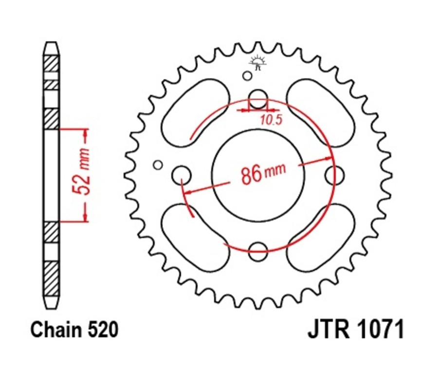 Couronne JT SPROCKETS acier standard 1071 - 520