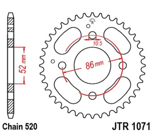 Couronne JT SPROCKETS acier standard 1071 - 520 - 1074864001