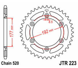 Couronne JT SPROCKETS acier standard 223 - 520 - 1074995003