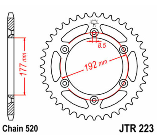 Couronne JT SPROCKETS acier standard 223 - 520 - 1074995003