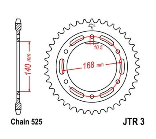 Couronne JT SPROCKETS zinc standard 3 - 525 - 1075032003