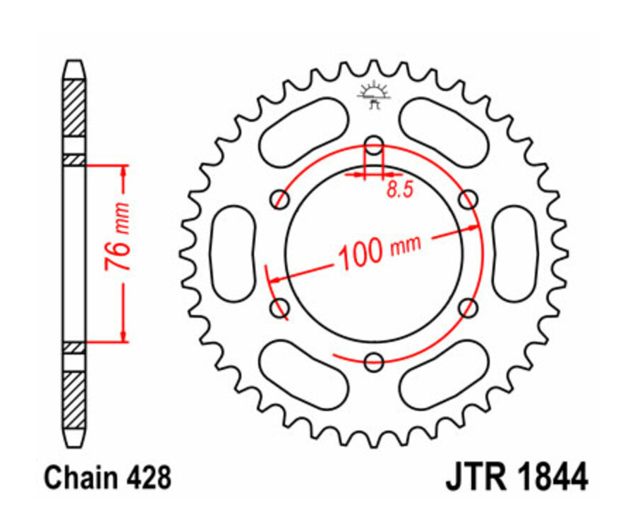 Couronne JT SPROCKETS acier standard 1844 - 428