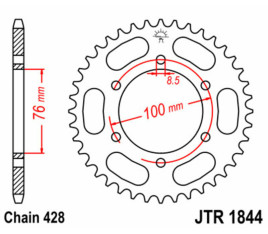 Couronne JT SPROCKETS acier standard 1844 - 428 - 1074959003