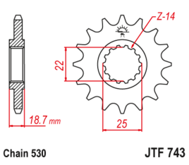 Pignon JT SPROCKETS acier anti-bruit 743 - 530 - 1126804001