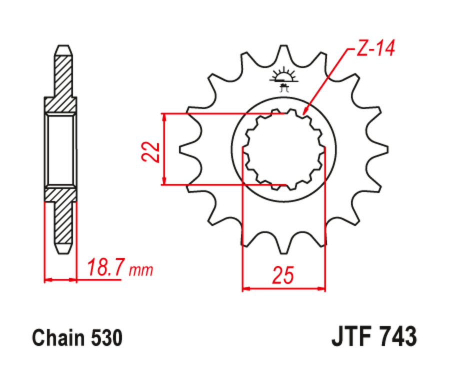 Pignon JT SPROCKETS acier anti-bruit 743 - 530