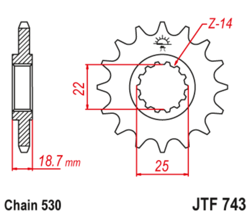 Pignon JT SPROCKETS acier anti-bruit 743 - 530 - 1126804001