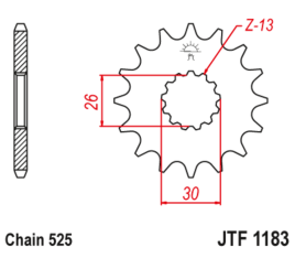 Pignon JT SPROCKETS acier anti-bruit 1183 - 525 - 1126785001