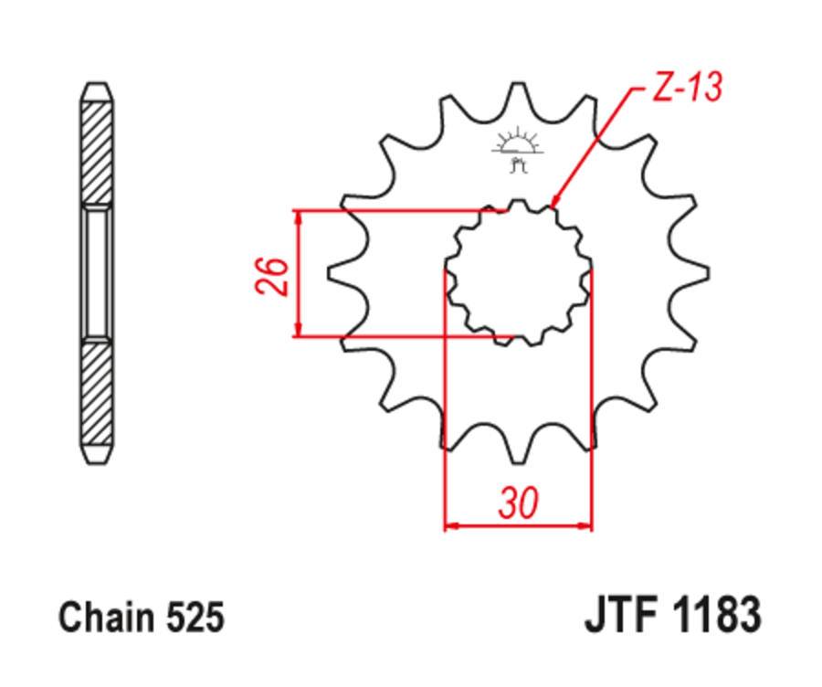 Pignon JT SPROCKETS acier anti-bruit 1183 - 525