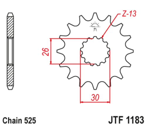 Pignon JT SPROCKETS acier anti-bruit 1183 - 525 - 1126785001