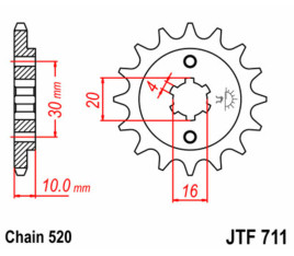 Pignon JT SPROCKETS acier standard 711 - 520