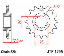 Pignon JT SPROCKETS acier standard 1295 - 520