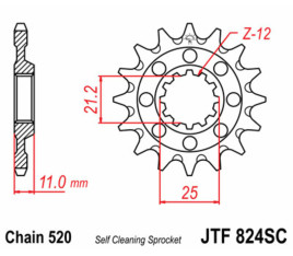 Pignon JT SPROCKETS acier anti-boue 824 - 520