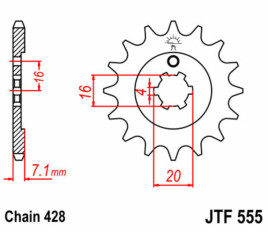 Pignon JT SPROCKETS acier standard 555 - 428