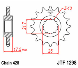 Pignon JT SPROCKETS acier standard 1298 - 428 - 1077221001