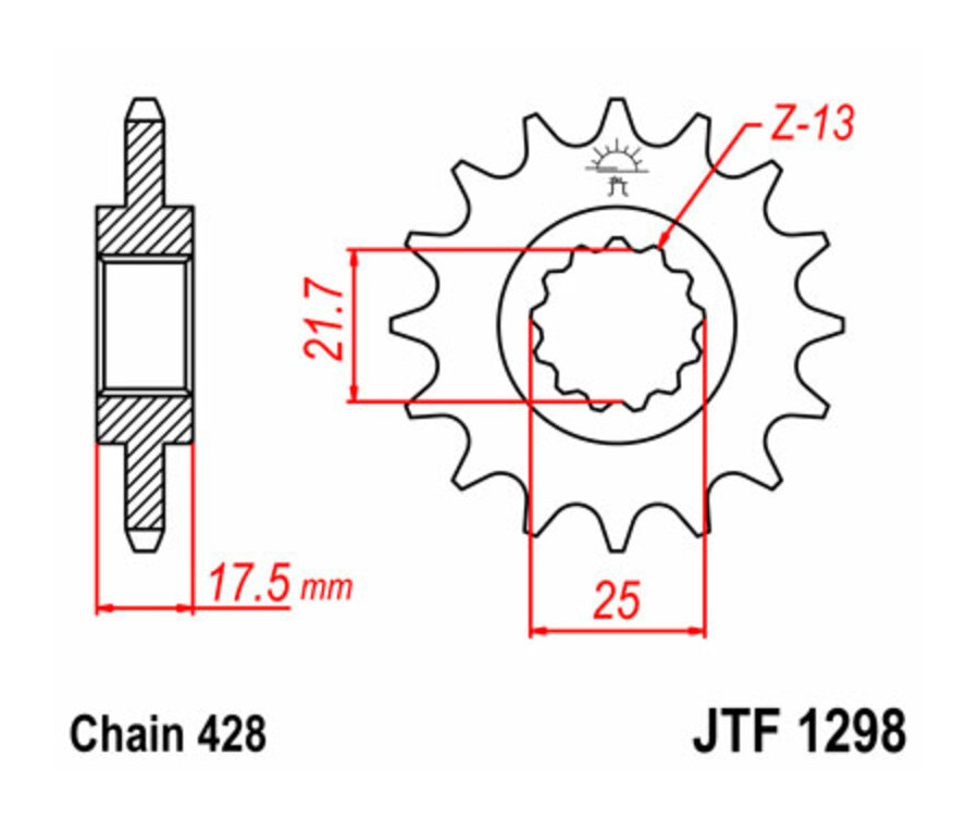 Pignon JT SPROCKETS acier standard 1298 - 428