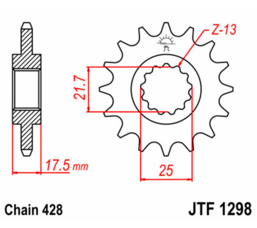 Pignon JT SPROCKETS acier standard 1298 - 428 - 1077221001