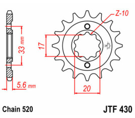 Pignon JT SPROCKETS acier standard 430 - 520